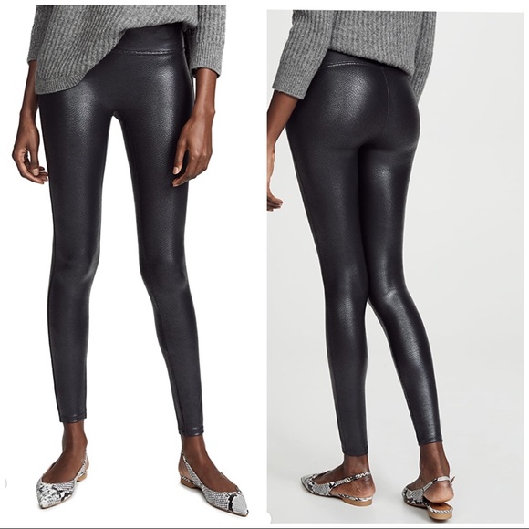 SPANX Pants - Spanx NWT Gray Faux Pebbled Leather Leggings, S